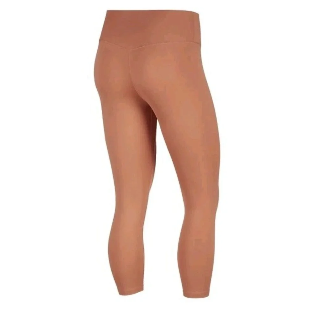 Nike One Dri-Fit Women S Dusty Peach Mid-Rise Crop Leggings Yoga Active Pant EUC